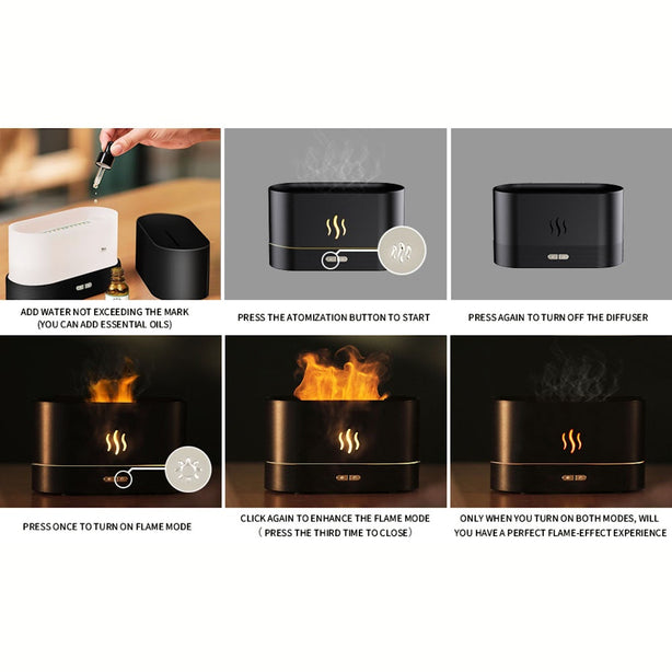 StitchesandTweed Flame Diffuser Mist Humidifier - Black