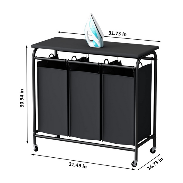 Laundry Sorter basket with Folding and ironing board station