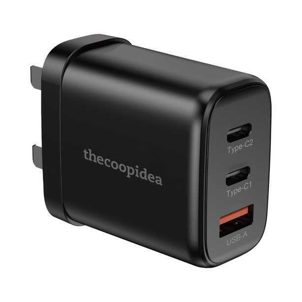 thecoopidea GaN BLOCK 65W 3 Ports PD+QC Fast Charge Adapter