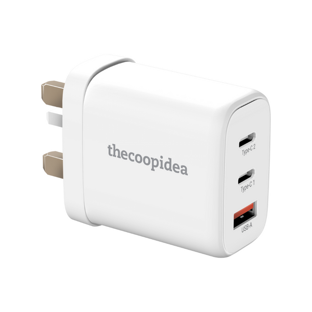 thecoopidea GaN BLOCK 65W 3 Ports PD+QC Fast Charge Adapter