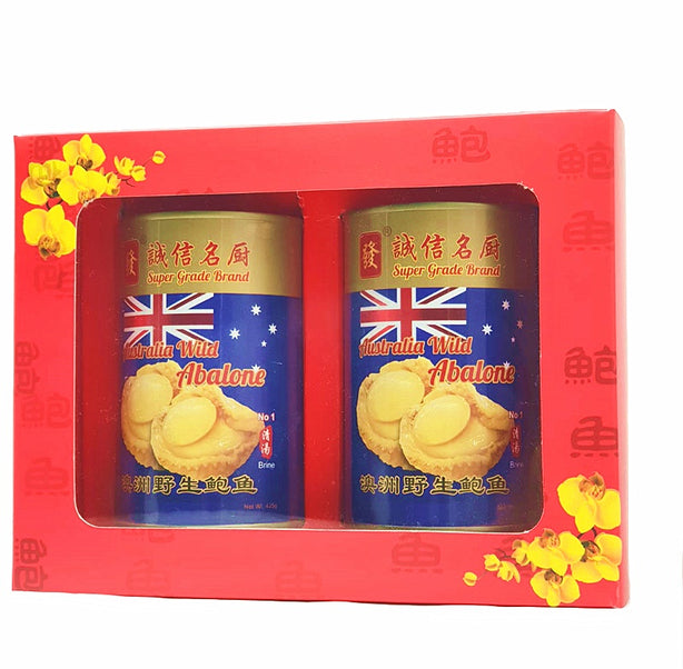 Super Grade Premium Grade Australia Wild Abalone 1H Net Weight 425g . Box of 2 Cans