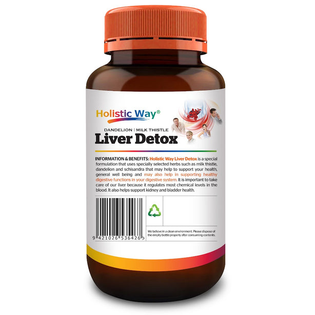 Holistic Way Liver Detox (90 Vegetarian Capsules) with Dandelion and Milk Thistle — Alcohol Defence