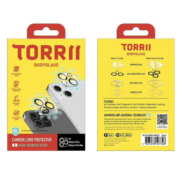 TORRII BODYGLASS Camera Lens Protector for iPhone 14 Pro / iPhone 14 Pro Max (Anti-bacterial Coating)