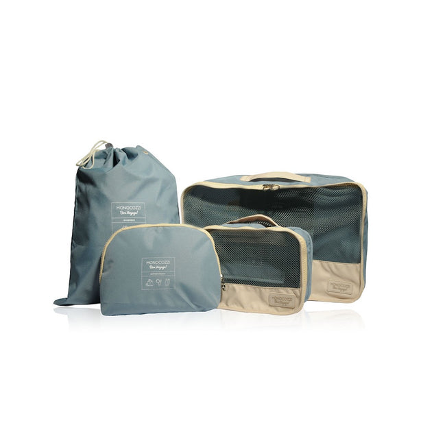 Monocozzi Bon Voyage | Travel Bags 4 in 1 Set ( Small Apparel Bag, Large Apparel Bag, Shoes Bag, Zipper Pouch)