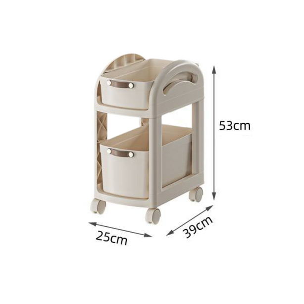 Minimalist curve trolley rack with container storages • portable space saving storage trolley