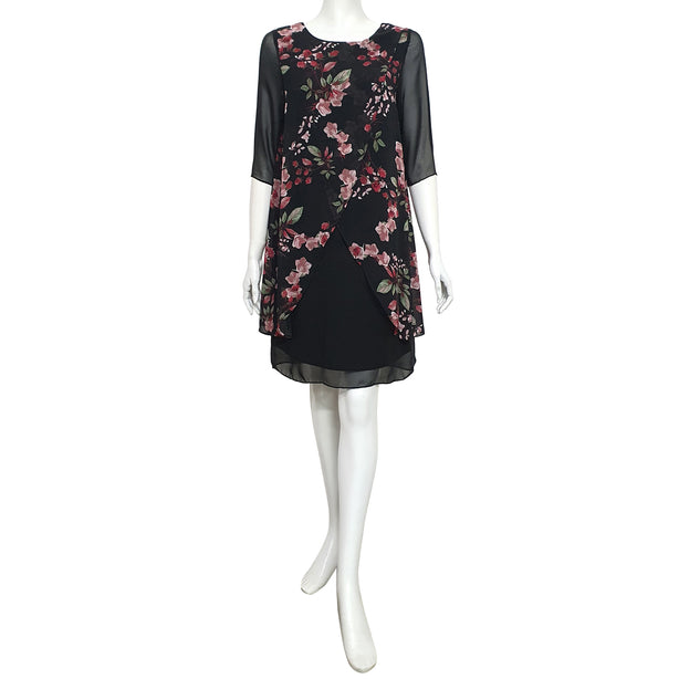 Joan Allen Floral Chiffon Dress in Carbon