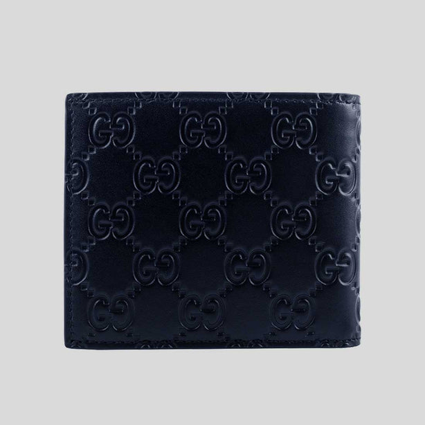 GUCCI Men's Signature GG Leather Bifold Wallet Navy RB-779836