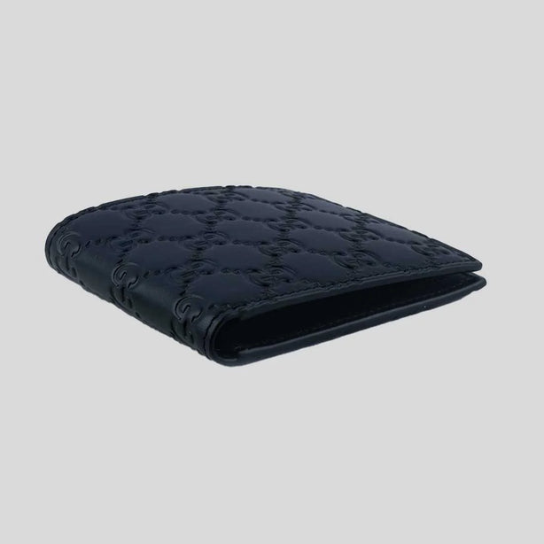 GUCCI Men's Signature GG Leather Bifold Wallet Navy RB-779836