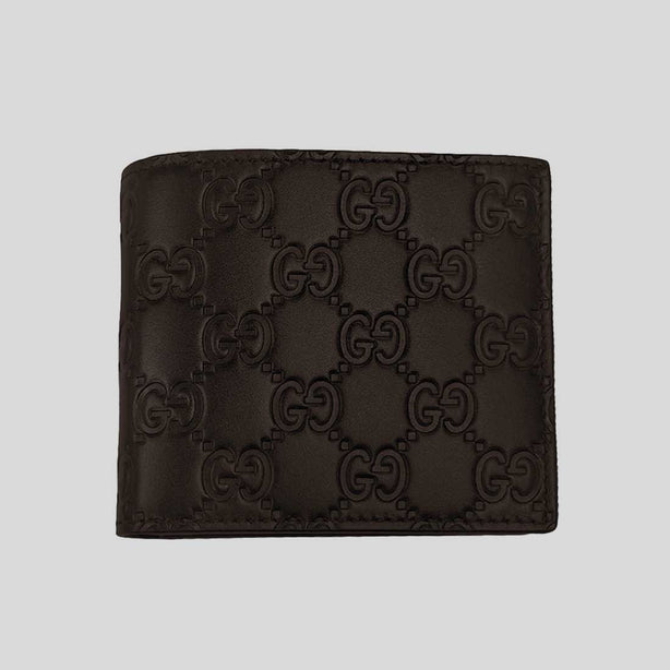 GUCCI Men's Signature GG Leather Bifold Wallet Dark Brown RB-779836