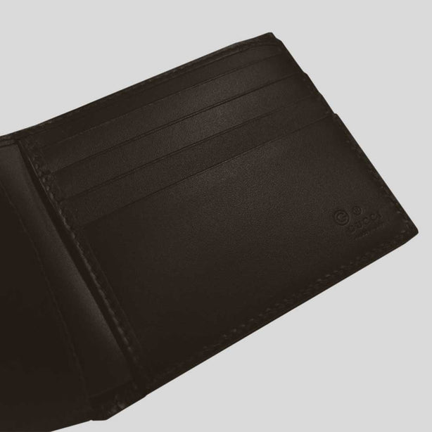 GUCCI Men's Signature GG Leather Bifold Wallet Dark Brown RB-779836