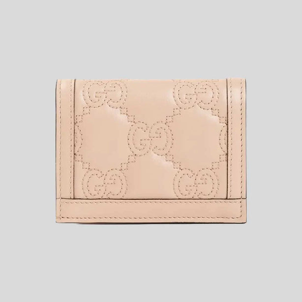 GUCCI GG Matelassé Card Case Wallet Pink Sand RB-723786