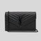 SAINT LAURENT YSL Matelasse Chain Wallet In Grain De Poudre Embossed Leather Black/Black RB-377828BOW08