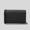 SAINT LAURENT YSL Matelasse Chain Wallet In Grain De Poudre Embossed Leather Black/Black RB-377828BOW08
