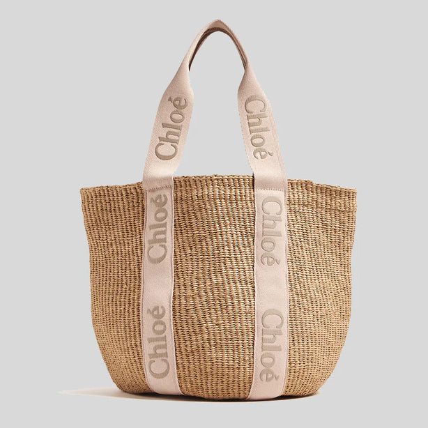 CHLOE Large Woody Basket In Natural Fibers Blushy Beige RB-CHC23AS380L1826Y
