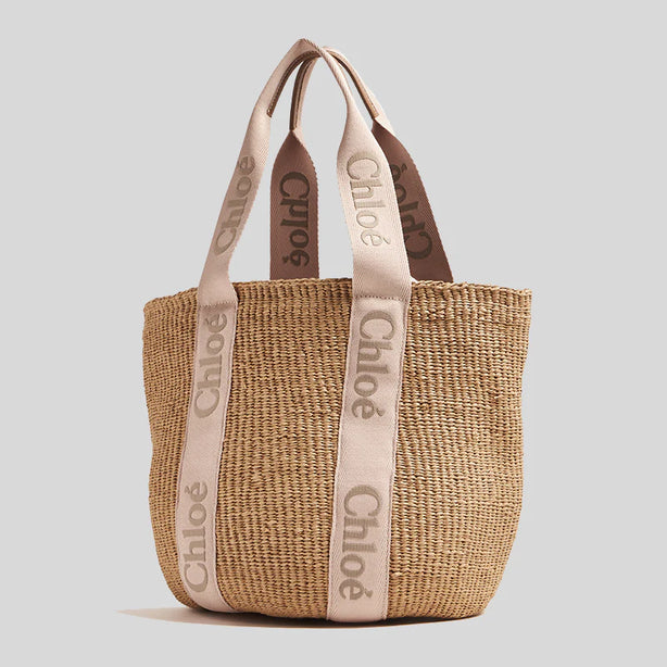 CHLOE Large Woody Basket In Natural Fibers Blushy Beige RB-CHC23AS380L1826Y