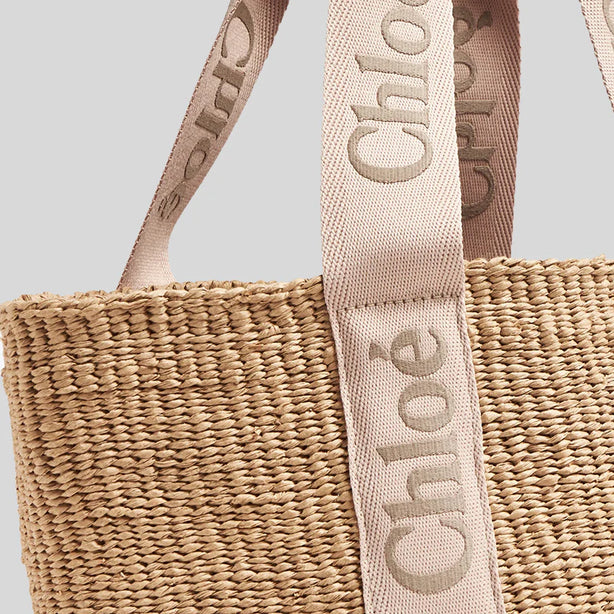 CHLOE Large Woody Basket In Natural Fibers Blushy Beige RB-CHC23AS380L1826Y