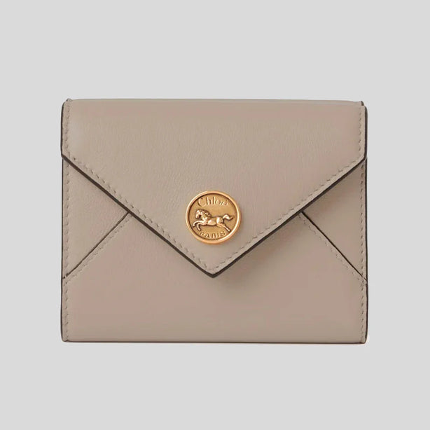 CHLOE Small Envelope Trifold Wallet In Grained Leather Motty Grey RB-CHC25SP543O93