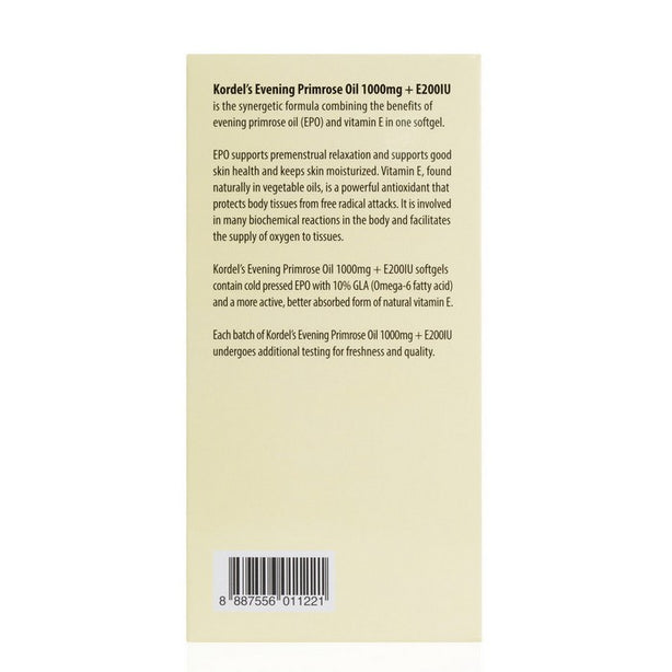Kordel’s Evening Primrose Oil 1000 mg + E200 IU C180 ( Expiry 11/2026)