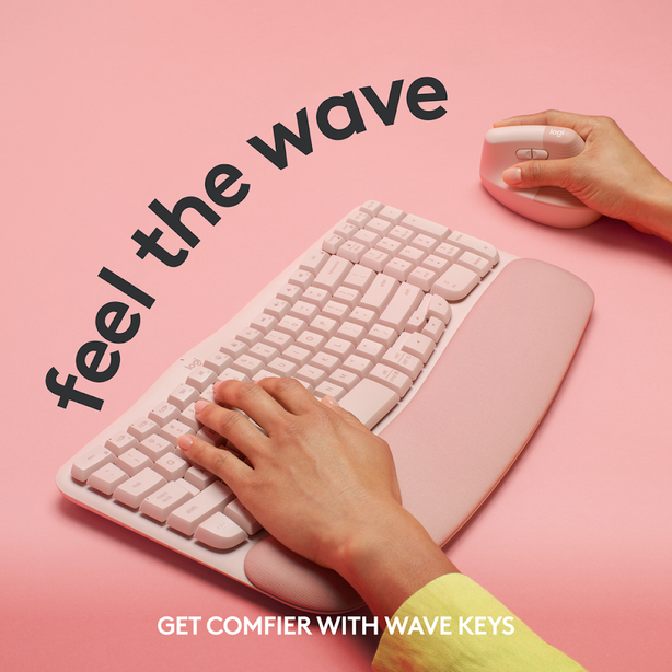 Logitech Wave Keys Ergonomic Wireless Keyboard Rose