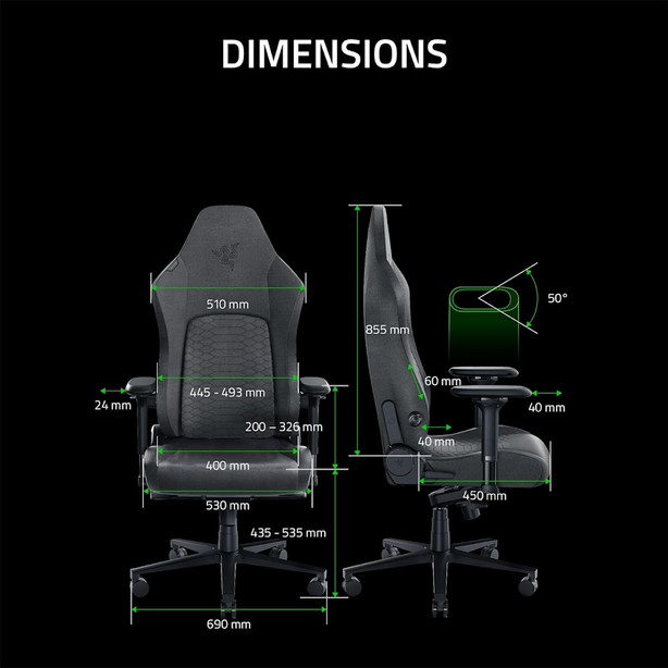 Razer Iskur V2 - Dark Grey Fabric - Gaming Chair With Built-In Lumbar Support - Nasa+Ap Packaging