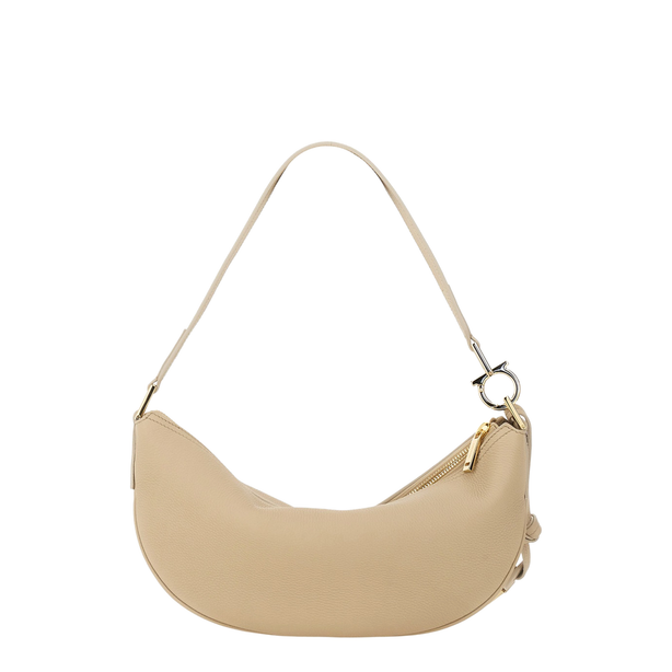 Small Hobo Shoulder Bag - Beige