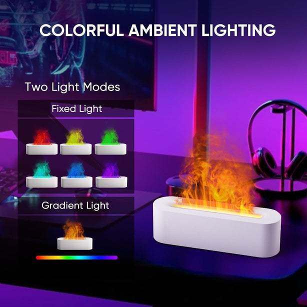 StitchesandTweed Fireplace Flame Diffuser Colourful Night Light - White