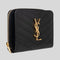 SAINT LAURENT YSL Cassandre Matelasse Compact Zip Around Wallet In Grain De Poudre Embossed Leather Black RB-668288BOW01