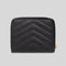 SAINT LAURENT YSL Cassandre Matelasse Compact Zip Around Wallet In Grain De Poudre Embossed Leather Black RB-668288BOW01