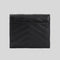 SAINT LAURENT YSL Cassandre Matelasse Compact Trifold Wallet In Grain De Poudre Embossed Leather Black RB-403943BOW01