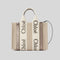 CHLOE Small Woody Tote Bag In Linen And Leather Shiny Gray RB-CHC25SS397O81074