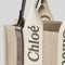 CHLOE Small Woody Tote Bag In Linen And Leather Shiny Gray RB-CHC25SS397O81074