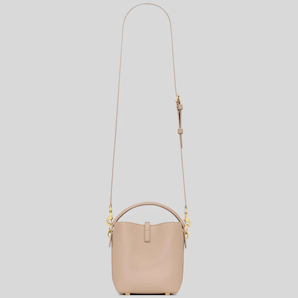 SAINT LAURENT YSL LE 37 Mini Bucket Bag In Shiny Leather Dark Beige RB-7658702R20W2