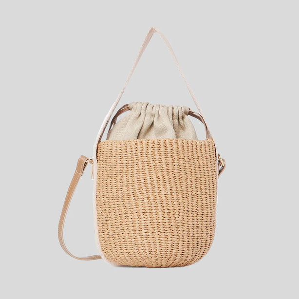 CHLOE Small Woody Basket In Natural Fibers Blush Beige RB-CHC23AS381L18