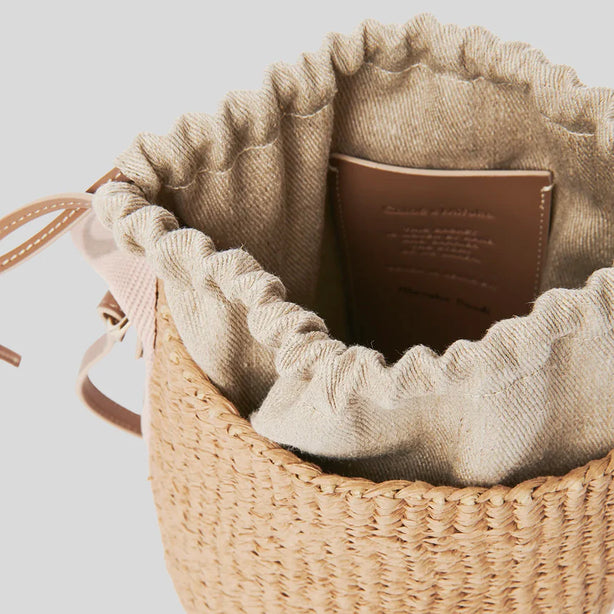 CHLOE Small Woody Basket In Natural Fibers Blush Beige RB-CHC23AS381L18