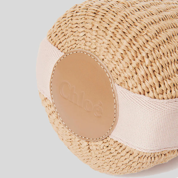 CHLOE Small Woody Basket In Natural Fibers Blush Beige RB-CHC23AS381L18