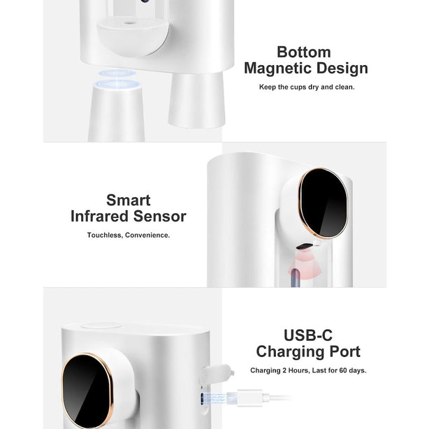 StitchesandTweed Automatic Mouthwash Dispenser Touchless with Magnetic Cups