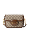 Horsebit 1955 Small GG Supreme Canvas Shoulder Bag - Beige and Ebony