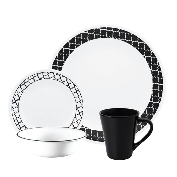 CORELLE 16pc Dinnerware Set – Black Denham