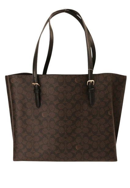 Coach Mollie Tote Bag In Signature Canvas - Walnut Black