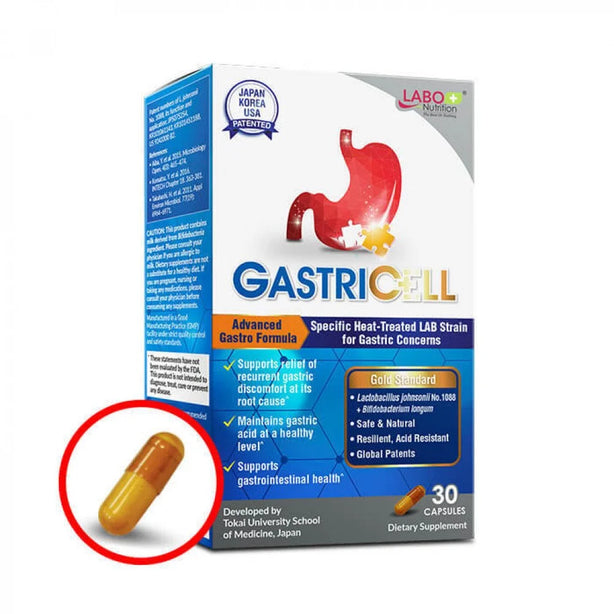 LABO Nutrition GastriCELL 30 Capsules, Eliminate Gastric Symptoms, H. Pylori