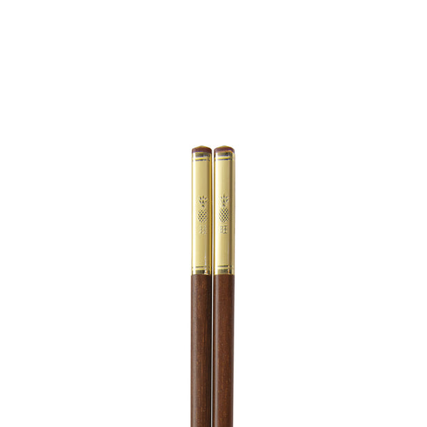 Charles Millen Signature Collection Luxury Brown Wood Chopsticks, Twin Pack, Gold