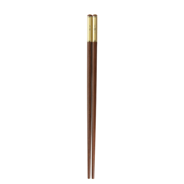 Charles Millen Signature Collection Luxury Brown Wood Chopsticks, Twin Pack, Gold