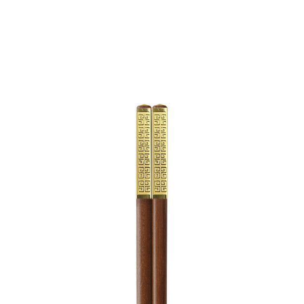 Charles Millen Signature Collection Luxury Brown Wood Chopsticks, Twin Pack, Gold