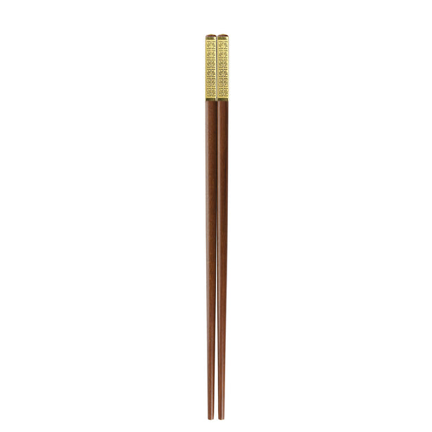 Charles Millen Signature Collection Luxury Brown Wood Chopsticks, Twin Pack, Gold