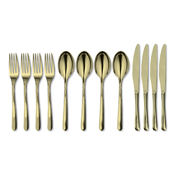 Charles Millen Signature Collection Pelissier 12 Piece Dining Cutlery Set, Gold
