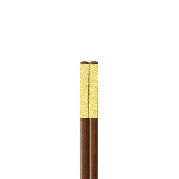 Charles Millen Signature Collection Luxury Brown Wood Chopsticks, Twin Pack, Gold