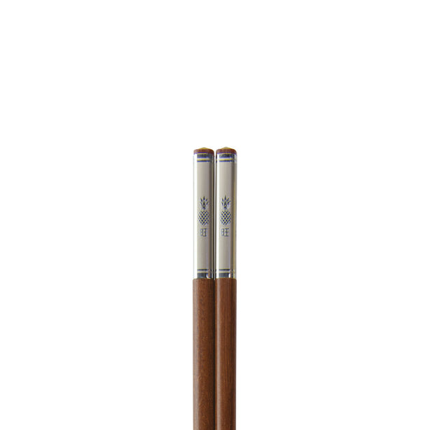 Charles Millen Signature Collection Luxury Brown Wood Chopsticks, Twin Pack, Silver