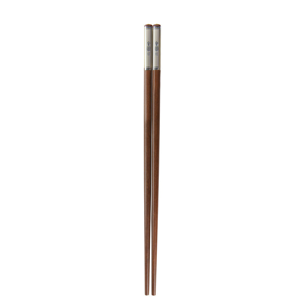 Charles Millen Signature Collection Luxury Brown Wood Chopsticks, Twin Pack, Silver