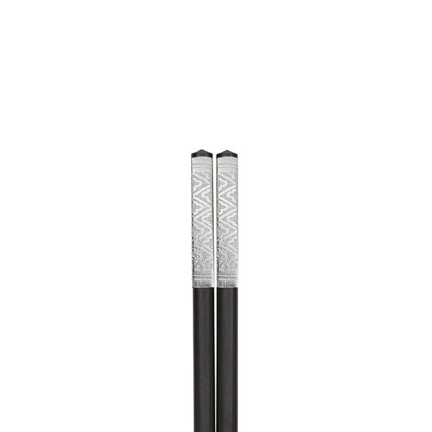 Charles Millen Signature Collection Luxury Black Wood Chopsticks, Twin Pack, Silver