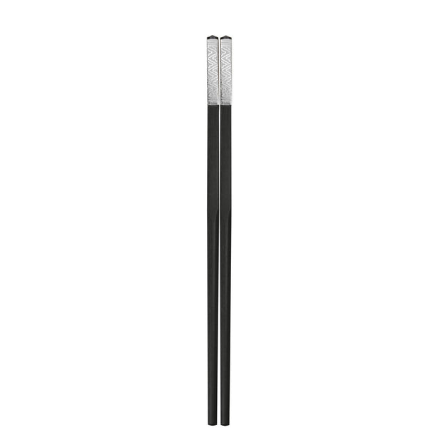 Charles Millen Signature Collection Luxury Black Wood Chopsticks, Twin Pack, Silver